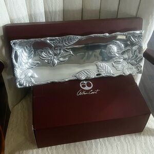 Arthur Court Silver Magnolia Blossom Oblong Tray